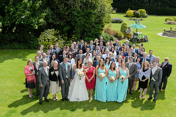 Wedding group photo at the Batch country house