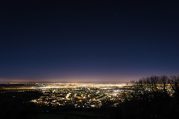 Bristol at night taken from Dundry