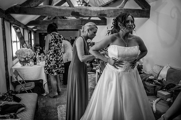 Putting on the dress